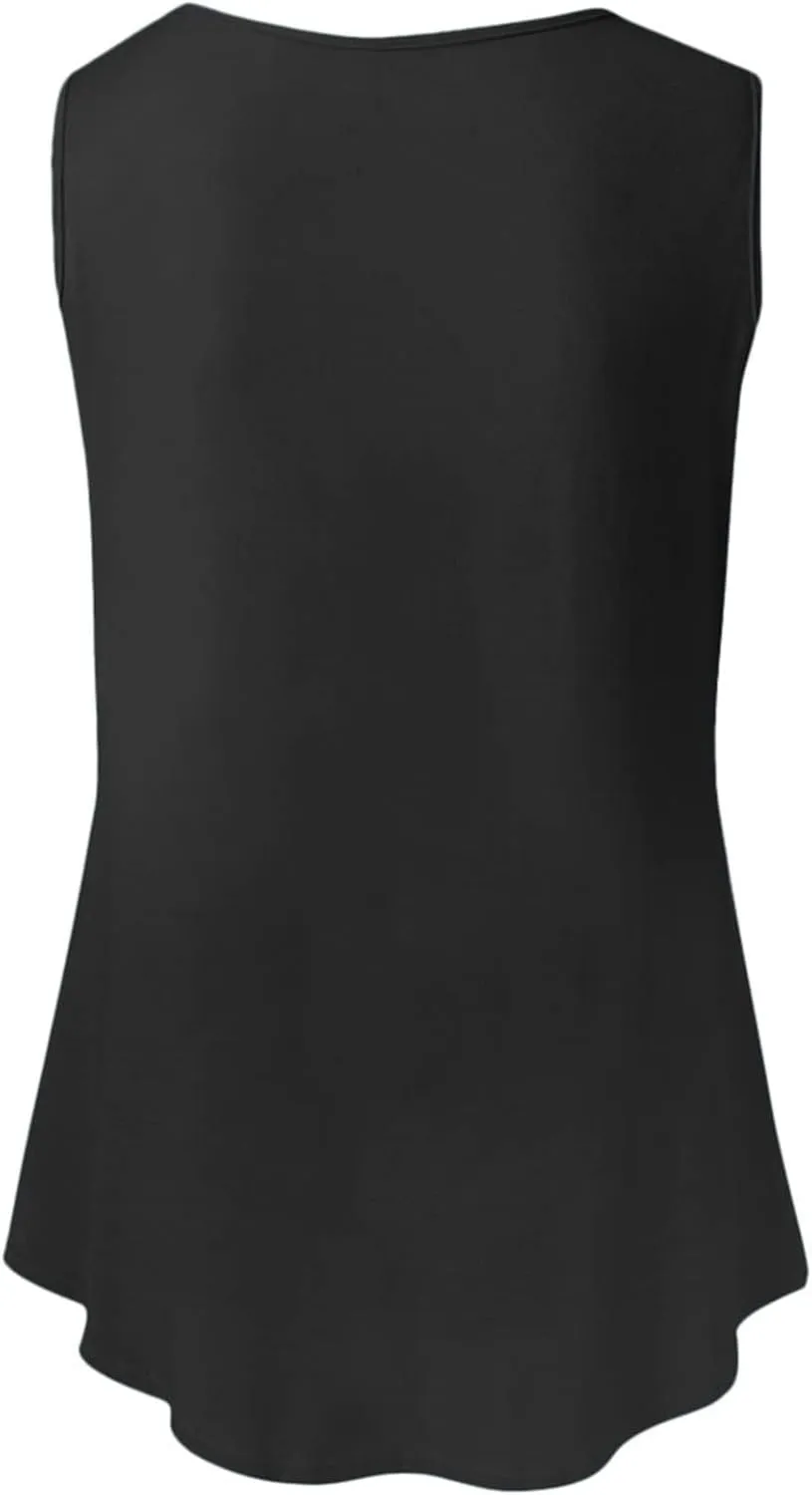 2025 Summer Sleeveless Top for Women Loose Fit Crewnek Tank Tops Solid Color Casual Basic Swing Tunics Tee Shirt