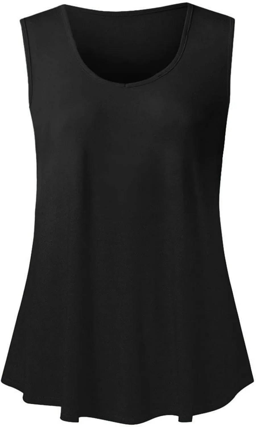 2025 Summer Sleeveless Top for Women Loose Fit Crewnek Tank Tops Solid Color Casual Basic Swing Tunics Tee Shirt