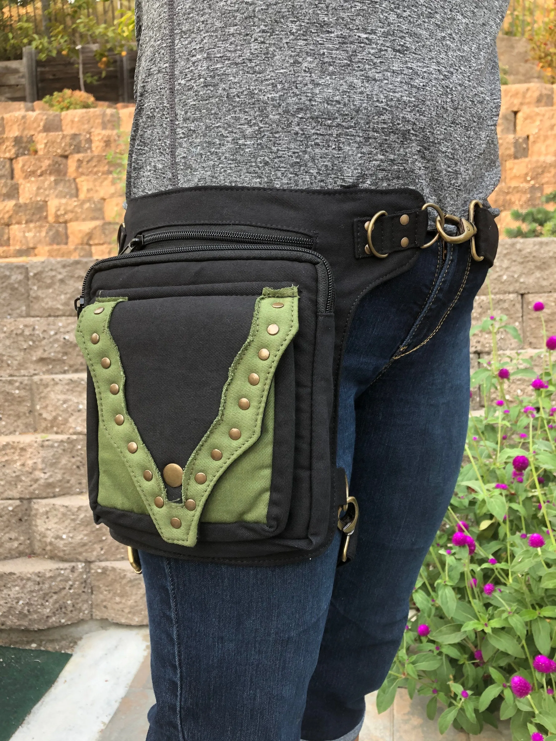 4-Pocket Maroon Green Black FANNY PACK Shoulder Bag Cute Mini Purse
