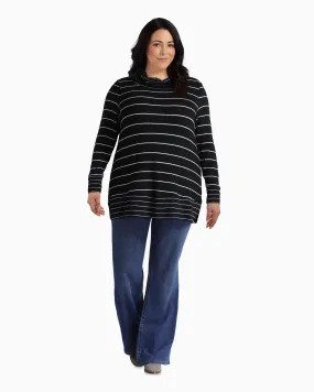 April Cowl Neck Tee | Black / White