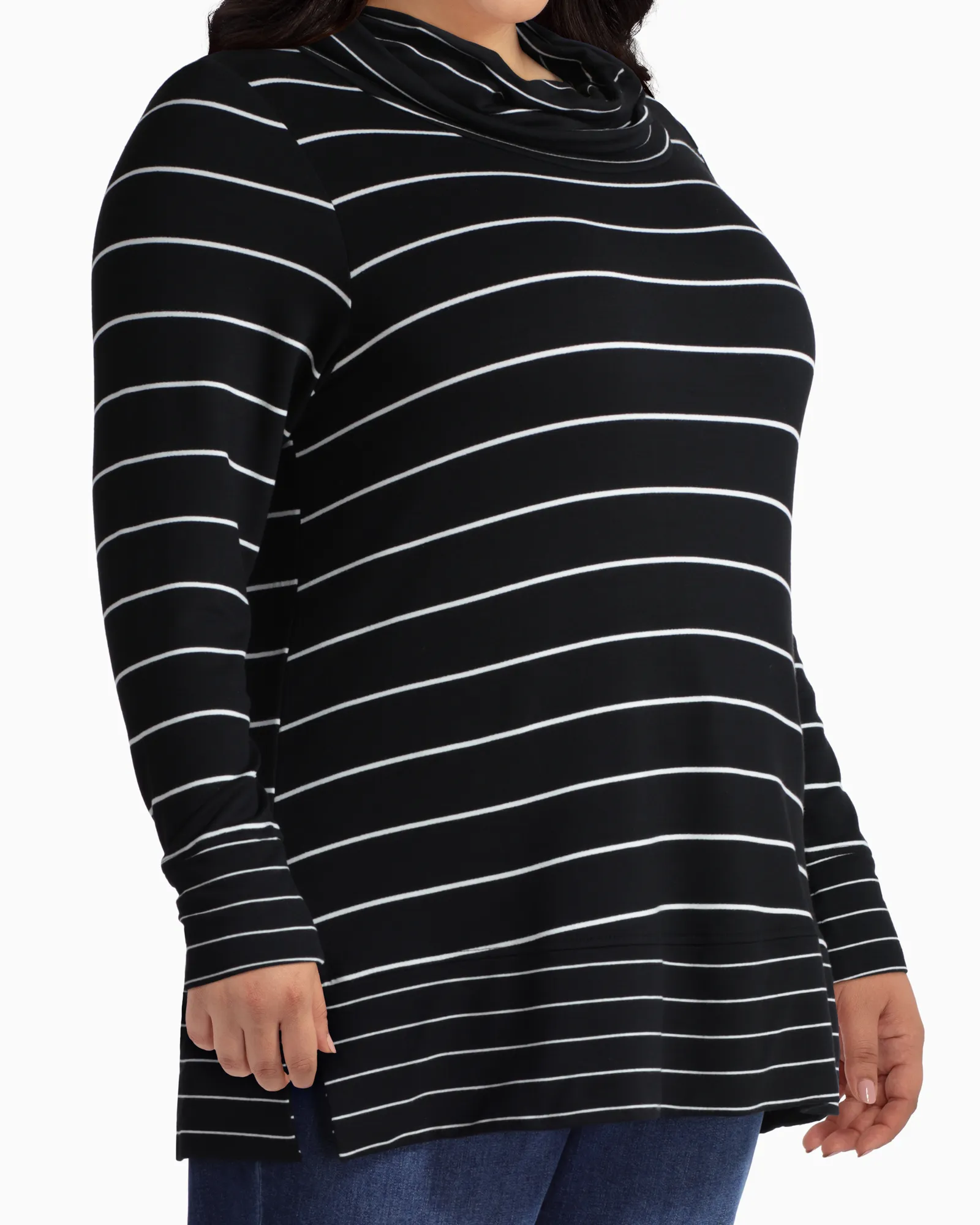 April Cowl Neck Tee | Black / White