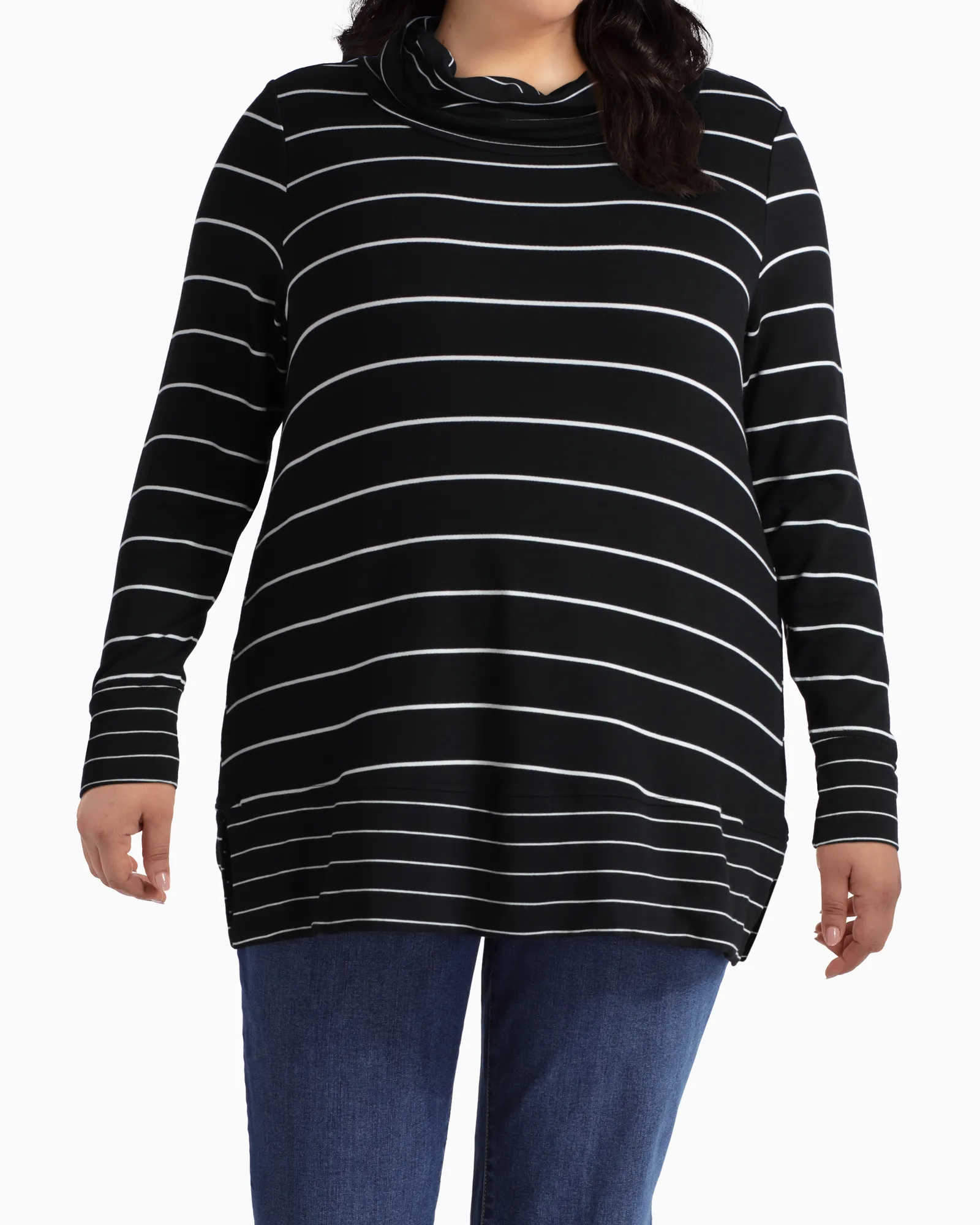 April Cowl Neck Tee | Black / White