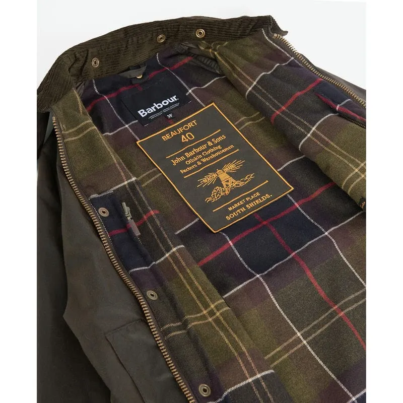 Barbour 40th Anniversary Beaufort Mens Wax Jacket - SPECIAL EDITION - Olive