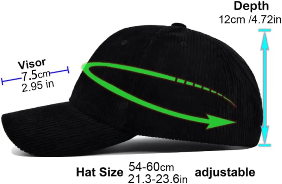 Baseball Cap for Women Y2k Fishing Trucker Hat Winter Strapback Corduroy Unisex 2024