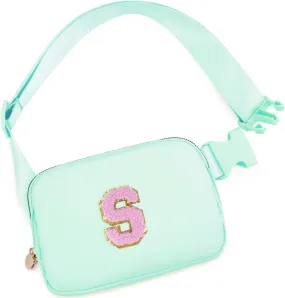 Belt Bag Fanny Pack Crossbody Bags with Initials Letter Patch Cute Stuff Birthday Gifts for Teenager Girls Trendy Stuff for Teens | Light Green,S
