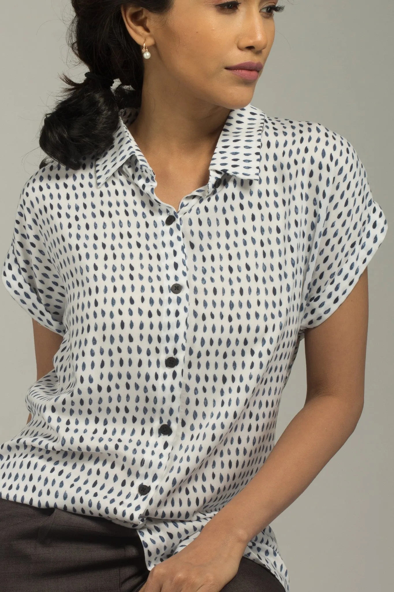 Blue Rain Flowy Shirt