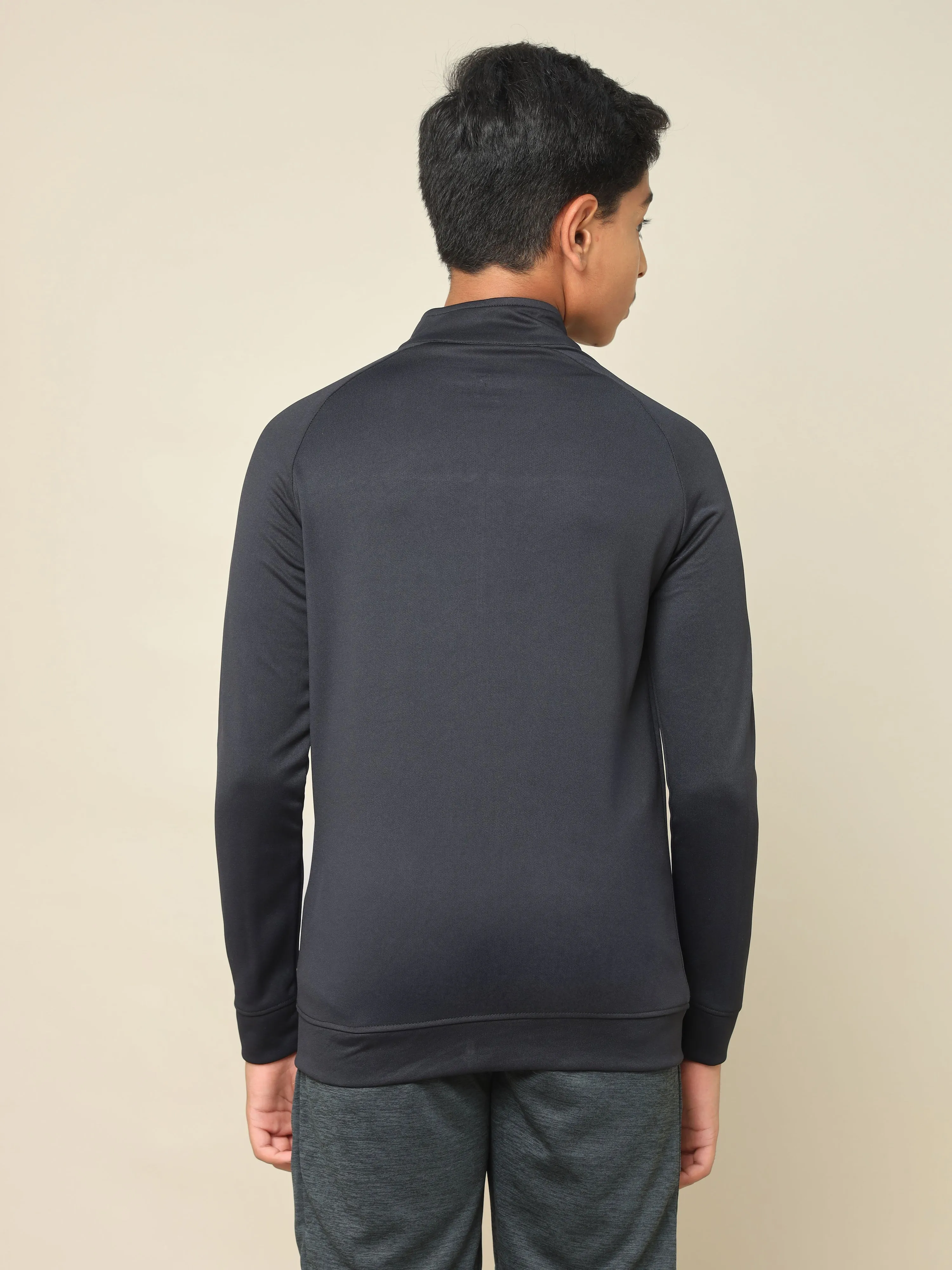 Boys Slim Fit Mock Neck Sports Jacket with TECHNO DRY