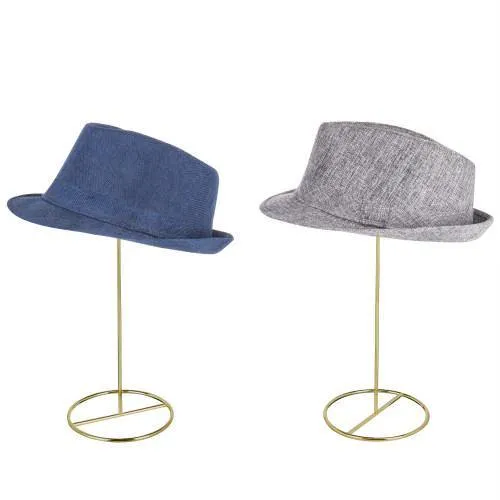 Brass-Tone Wire Tabletop Hat Stands, Set of 2