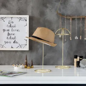 Brass-Tone Wire Tabletop Hat Stands, Set of 2