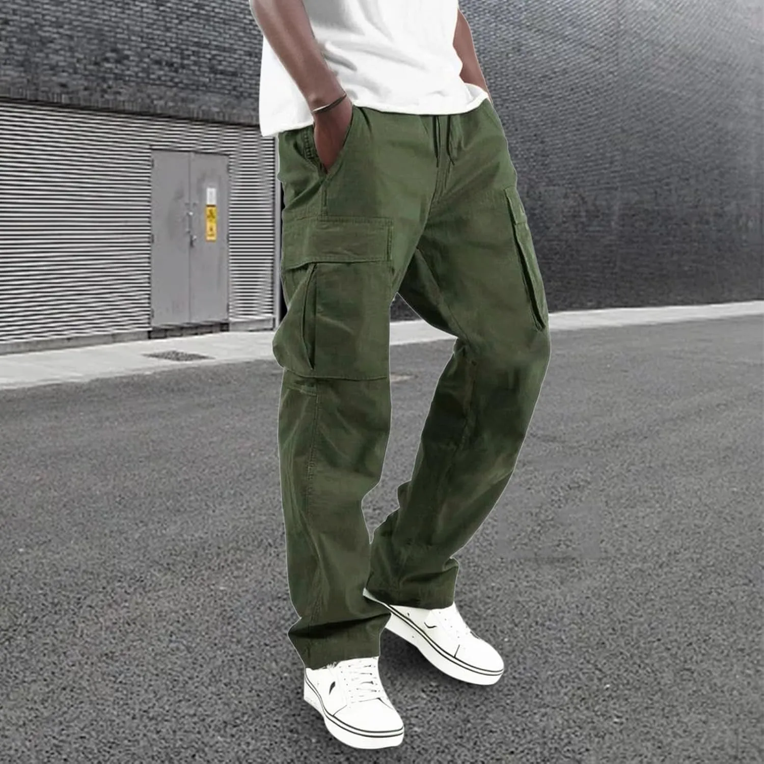 Cargo Pants for Men Lightweight Casual Relaxed Fit Trousers Drawstring Waist Pants Overalls Athletic Joggers