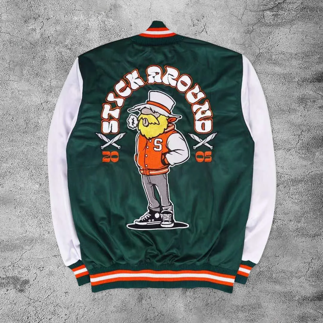 Casual satin baseball jacket