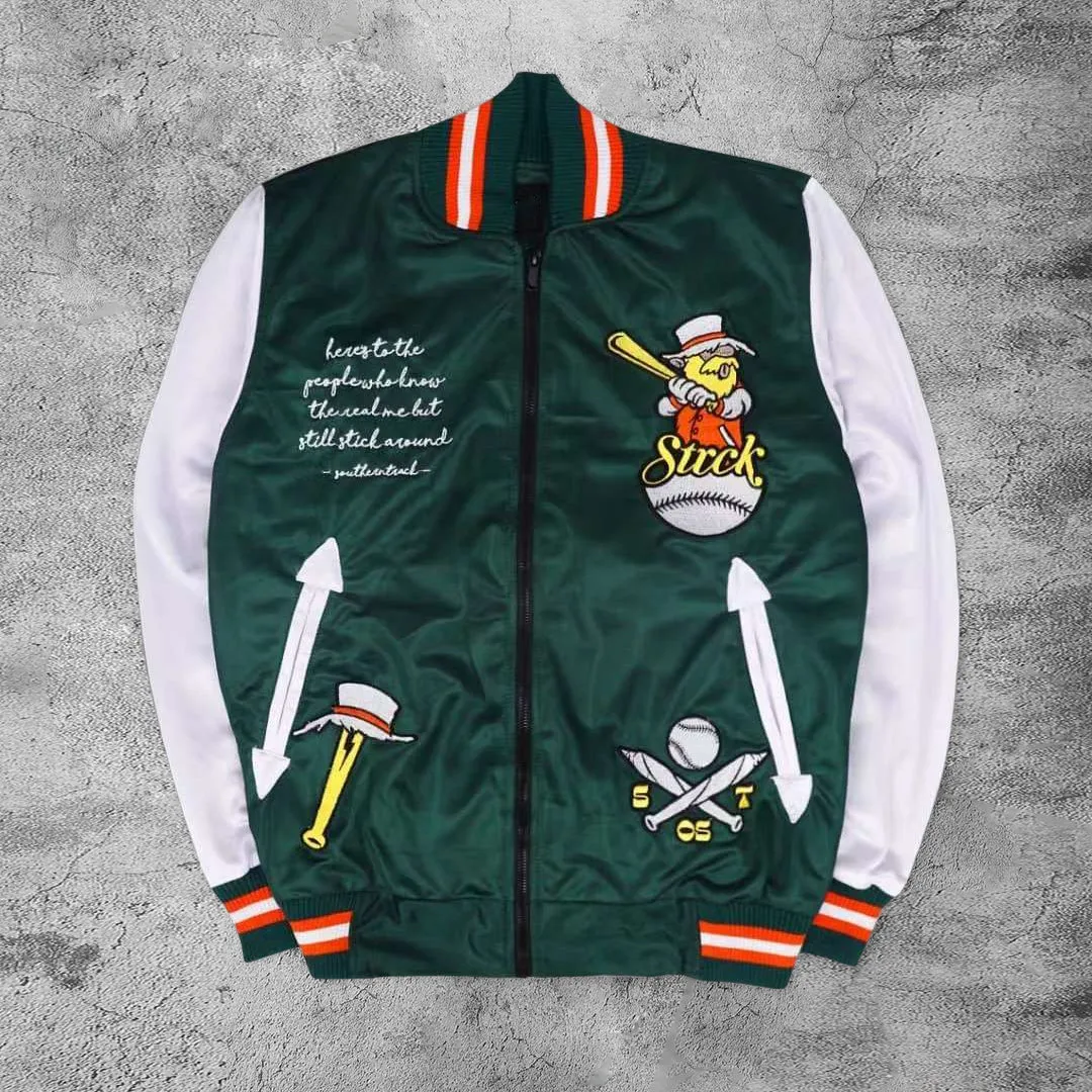 Casual satin baseball jacket