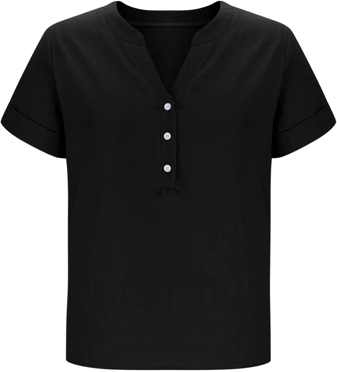 Cbcbtwo Womens Short Sleeve Linen Henley Tops 2025 V Neck Dressy Casual Loose Fit Shirts Summer Going Out Flowy Blouses