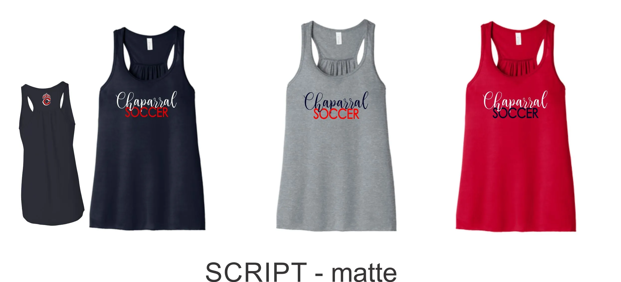 Chap Soccer Flowy Tank- 5 designs- Matte or Glitter