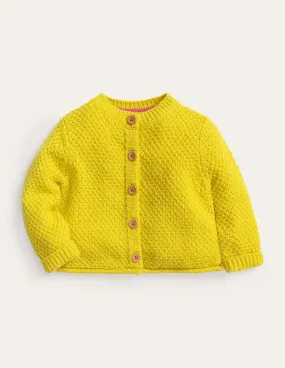 Chunky Textured Cardigan-Soft Lemon Marl