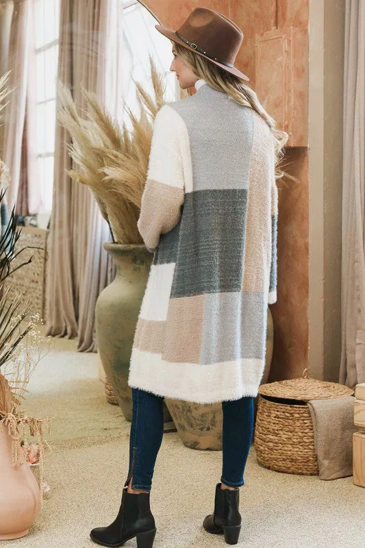 Color Block Cozy and Soft Midi Long Cardigan