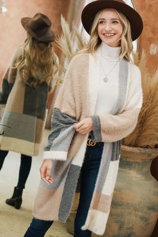 Color Block Cozy and Soft Midi Long Cardigan