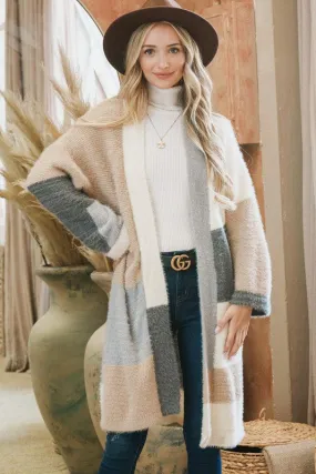 Color Block Cozy and Soft Midi Long Cardigan
