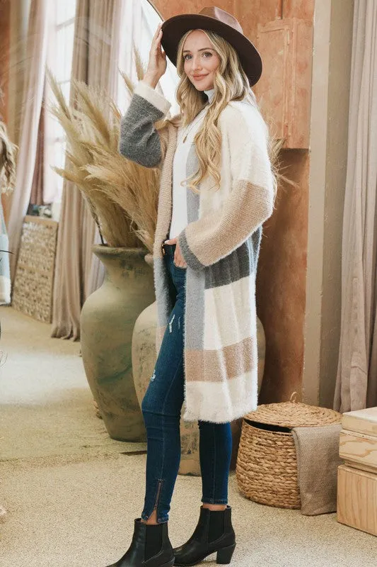 Color Block Cozy and Soft Midi Long Cardigan