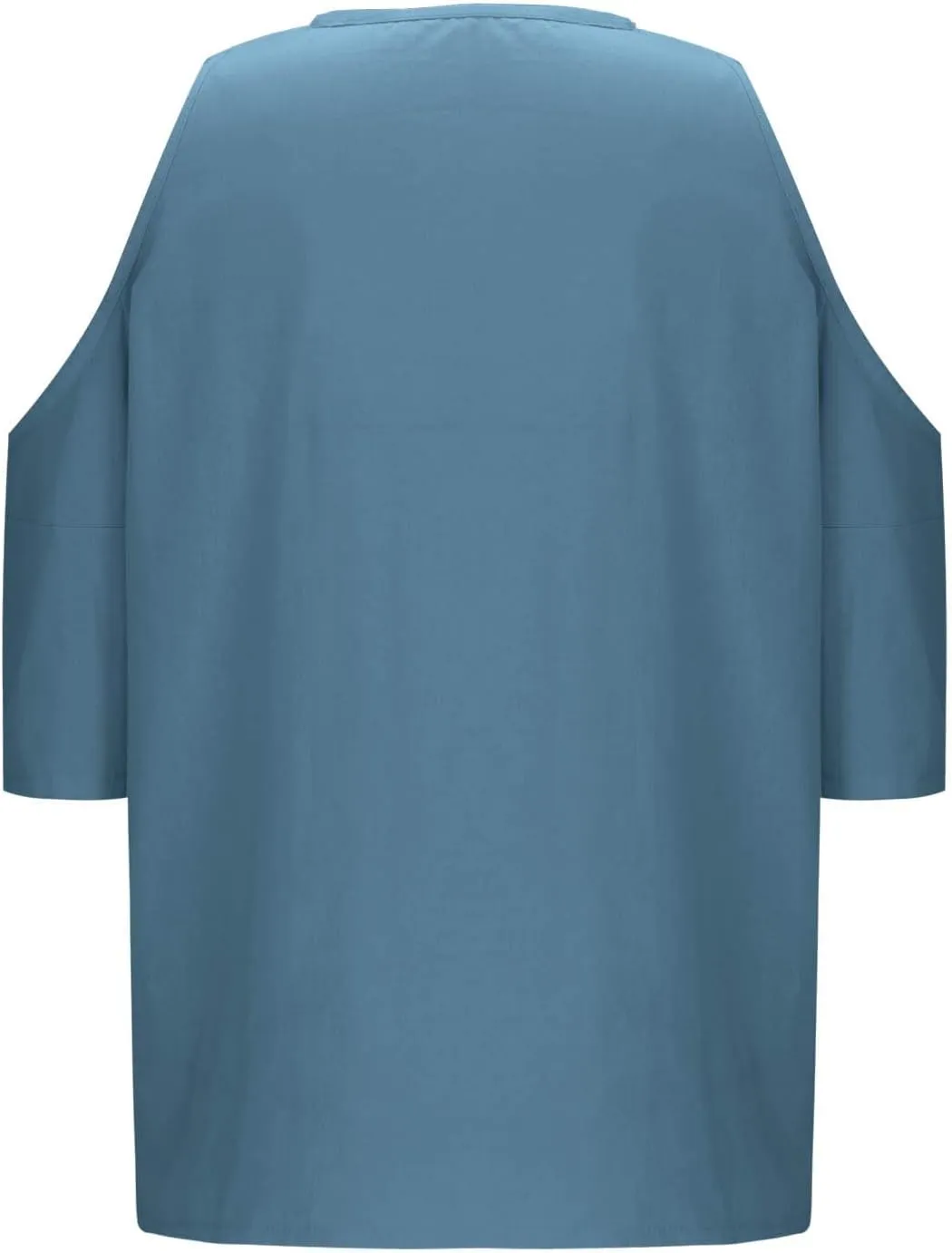 Cotton Linen Top for Women Plus Size Cold Shoulder 3/4 Sleeve Casual Summer Blouse T Shirt Fashion Loose Tunic Shirt