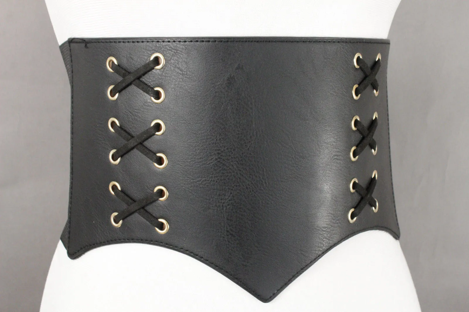Denim Blue Black Wide Stretch Fabric High Waist Corset Belt S M