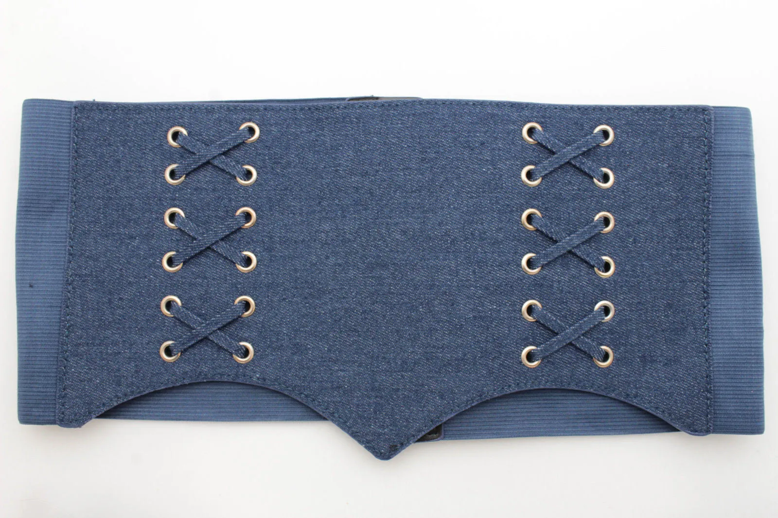 Denim Blue Black Wide Stretch Fabric High Waist Corset Belt S M