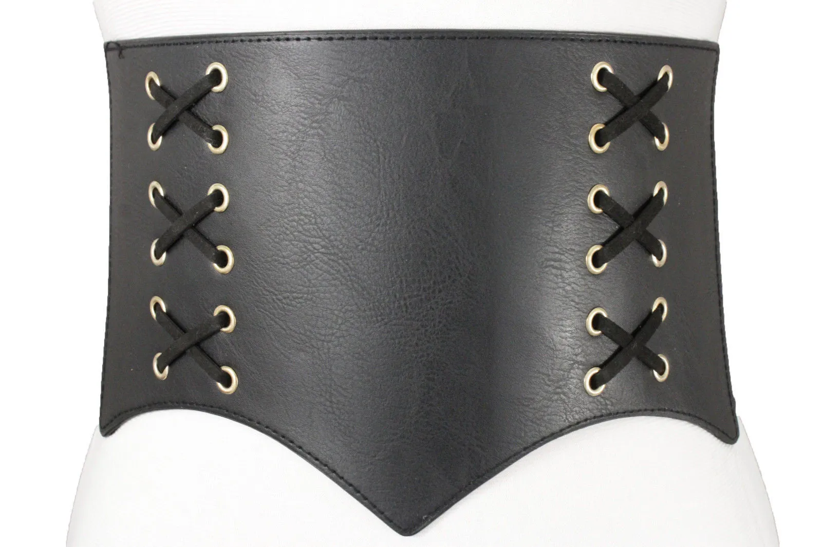 Denim Blue Black Wide Stretch Fabric High Waist Corset Belt S M