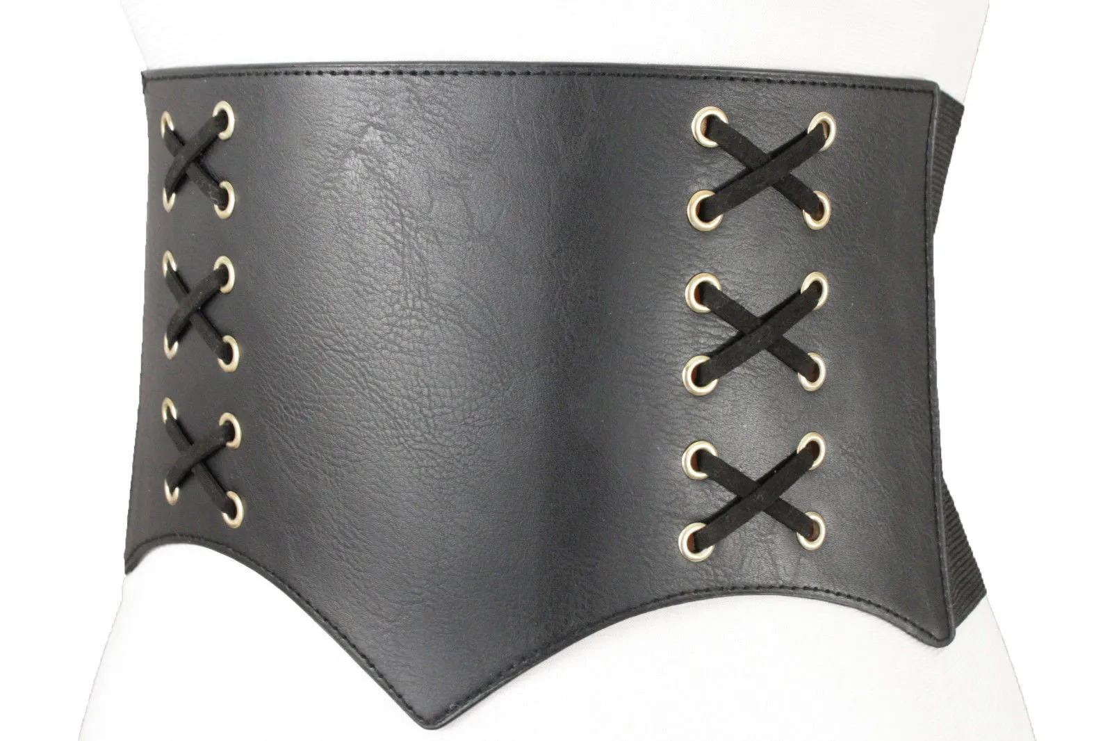 Denim Blue Black Wide Stretch Fabric High Waist Corset Belt S M