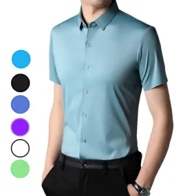 DomiGe Men's Summer Short Sleeve Blouse - Breathable, Quick-Dry, Business Casual