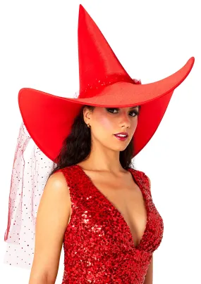 Elegant Red Witch Hat Costume Accessory