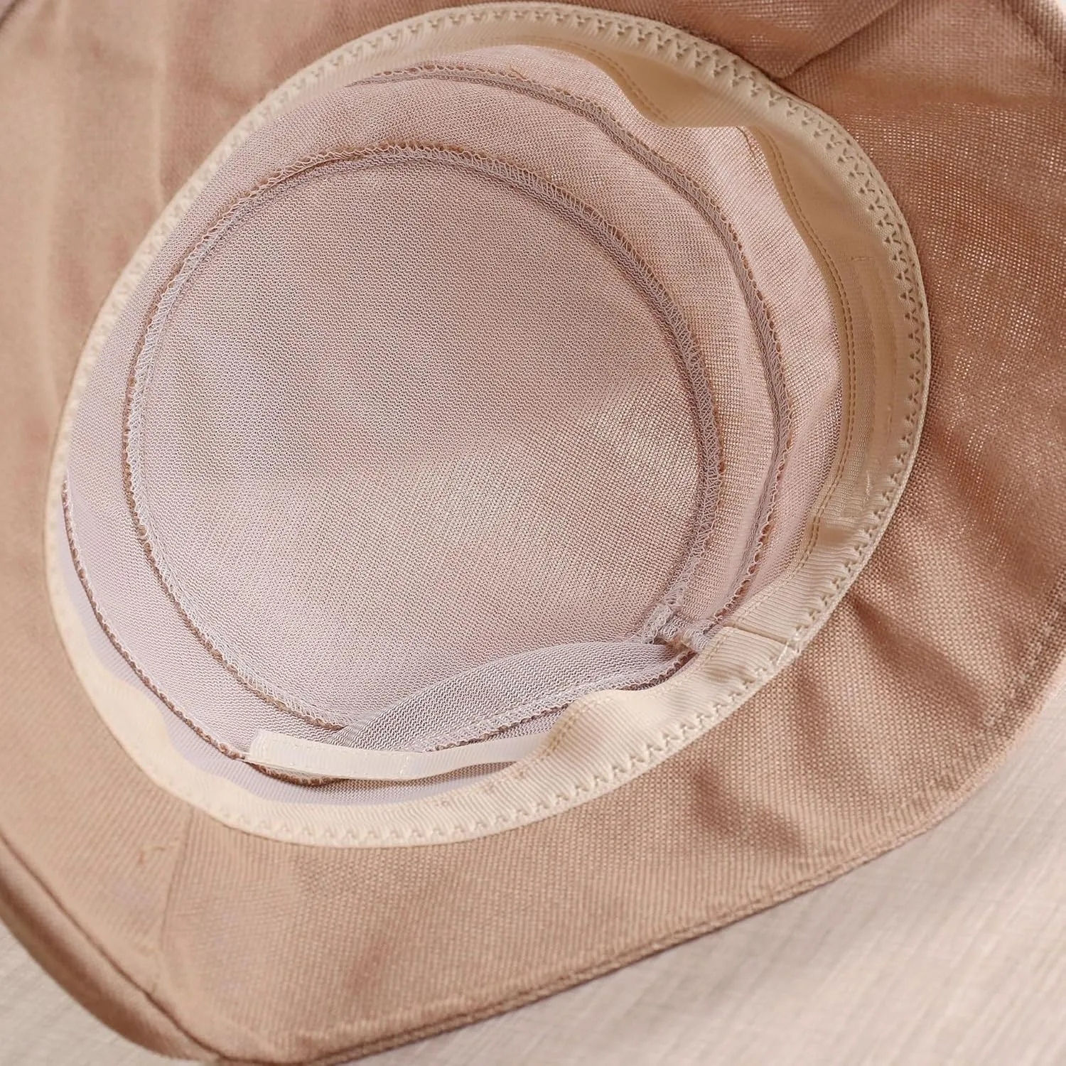 Elegant Rolled Brim Bucket Hat Women Casual Wide Brim Fisherman Caps Work Dating Sun Hat with Pearls and Rhinestones