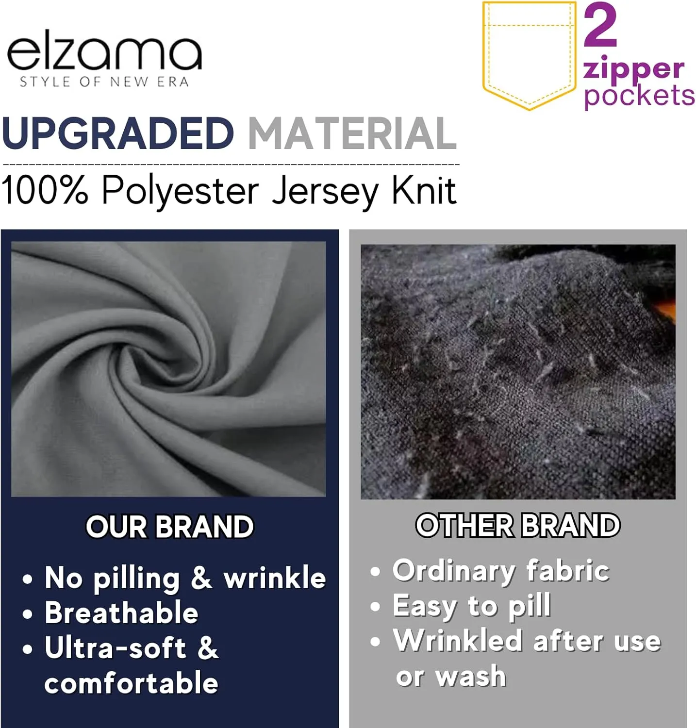 elzama Travel Scarf 2 Hidden Zipper Pocket for Women, Infinity Loop Scarf with Double Zip Pockets, Neck Wrap, Dual Color