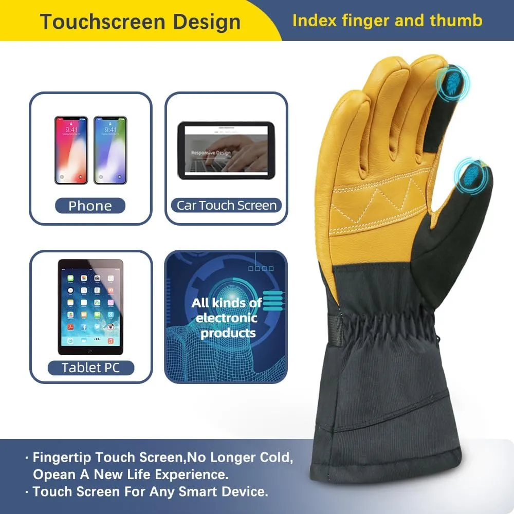 Explorer 4 Unisex Battery Heated Gloves Waterproof Touch Screen Skiing Snowboarding Hiking Gloves for Men Women