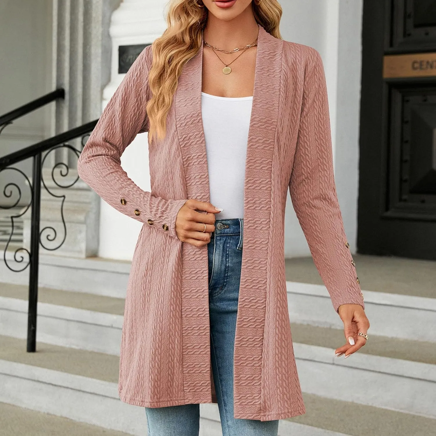 Fall Sweaters for Women 2025 Oversized Soft Knit Cardigan Sweater Long Sleeve Warm Loose Casual Winter Outwear