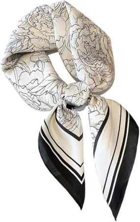 Fashion and Elegant Silk Feeling Scarf Square Satin Retro Style Sunscreen Head Scarf for Women 27.5" × 27.5"