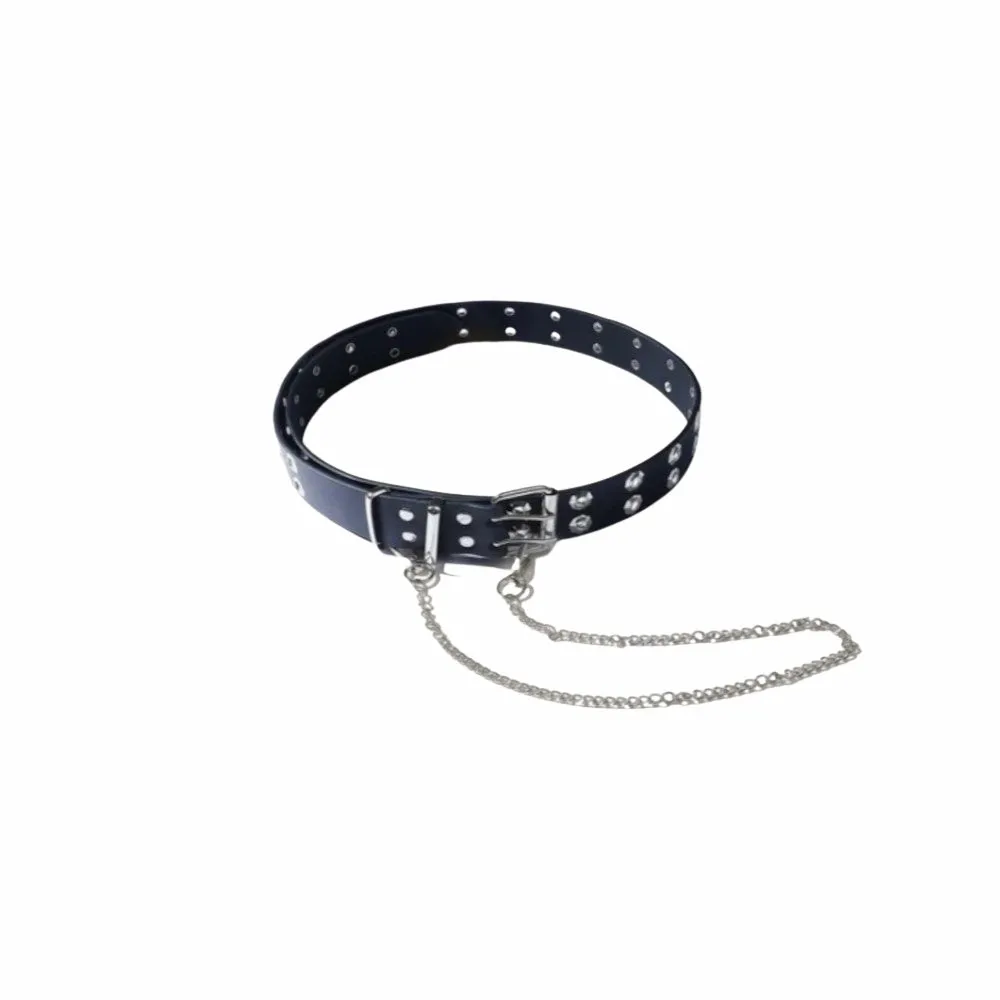Faux Leather Belt with Chain