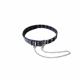 Faux Leather Belt with Chain