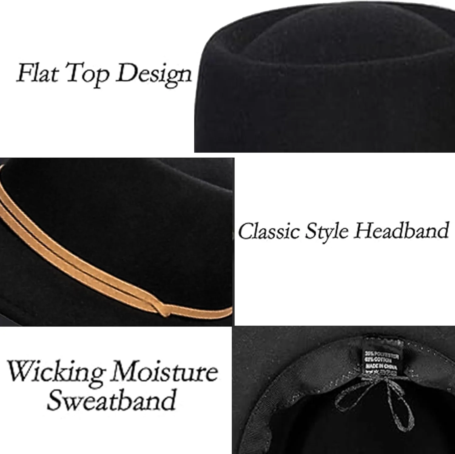 Felt Fedora Hat Womens Classic Hat Wide Brim Jazz Hat with Belt Buckle