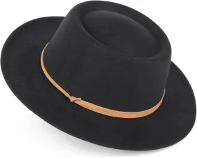 Felt Fedora Hat Womens Classic Hat Wide Brim Jazz Hat with Belt Buckle