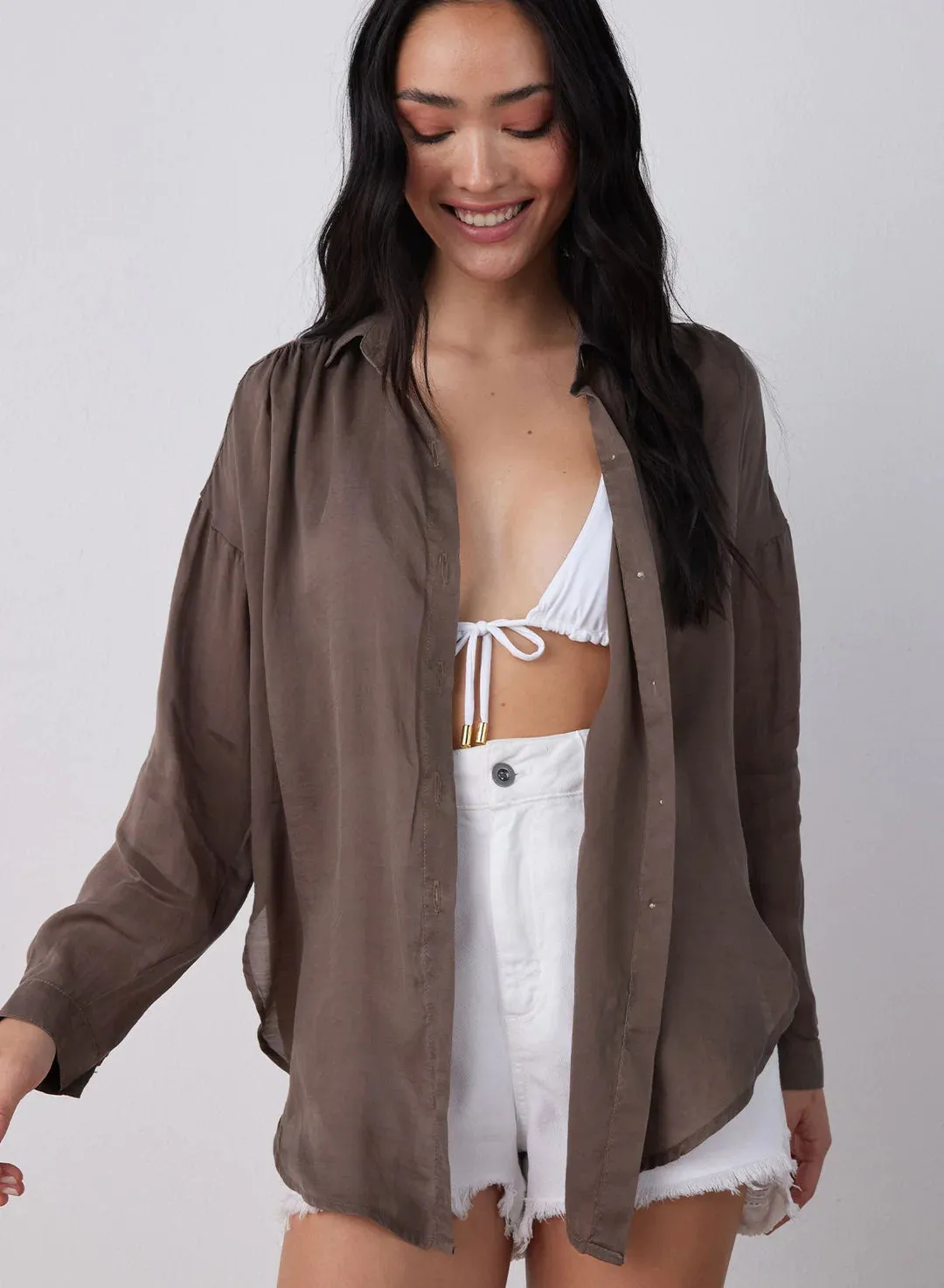Flowy Beach Shirt - Sierra Brown