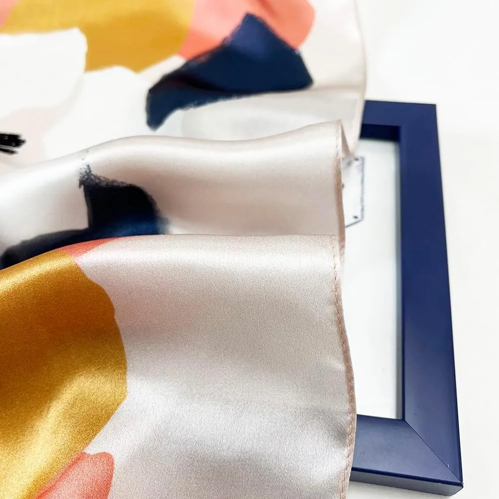 FONYVE 100% Mulberry Silk Scarf for Hair - 27" Square Head Scarf for Women - Lightweight Neck Scarf with Gift Packed