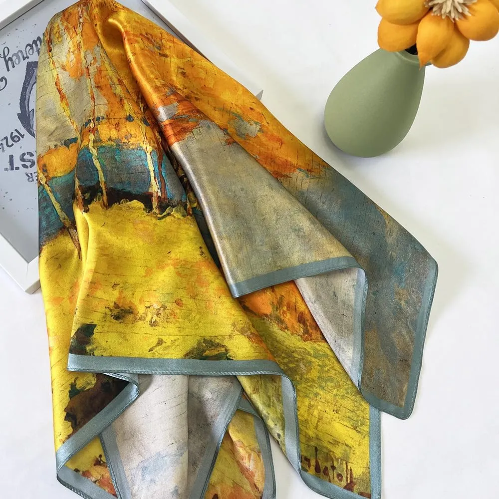 FONYVE 100% Mulberry Silk Scarf for Hair - 27" Square Head Scarf for Women - Lightweight Neck Scarf with Gift Packed