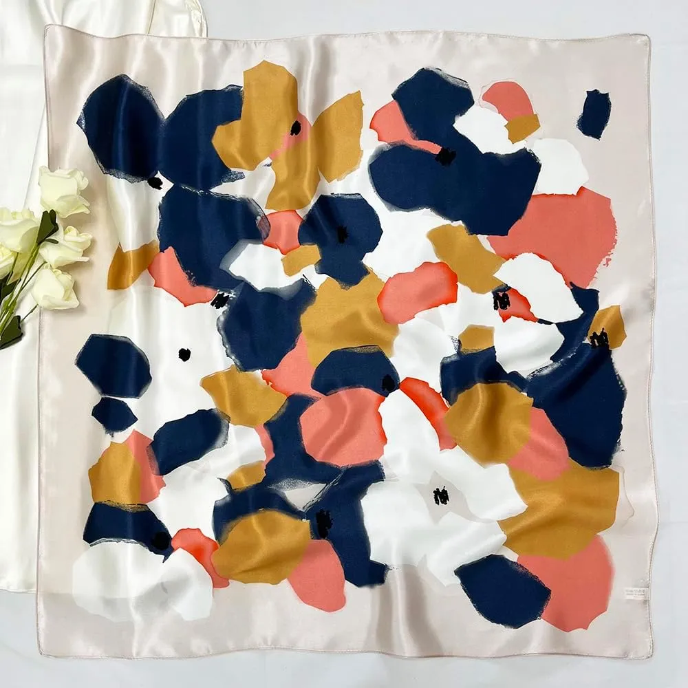 FONYVE 100% Mulberry Silk Scarf for Hair - 27" Square Head Scarf for Women - Lightweight Neck Scarf with Gift Packed