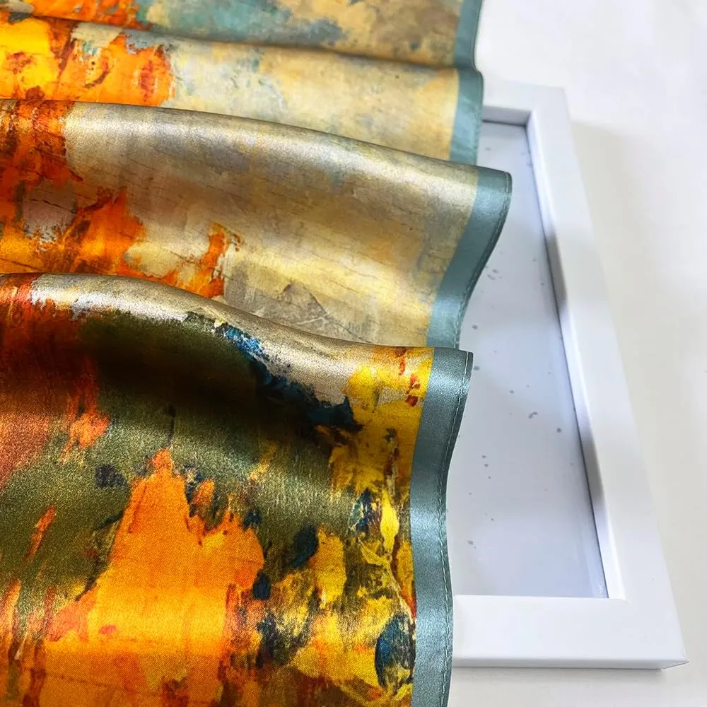 FONYVE 100% Mulberry Silk Scarf for Hair - 27" Square Head Scarf for Women - Lightweight Neck Scarf with Gift Packed