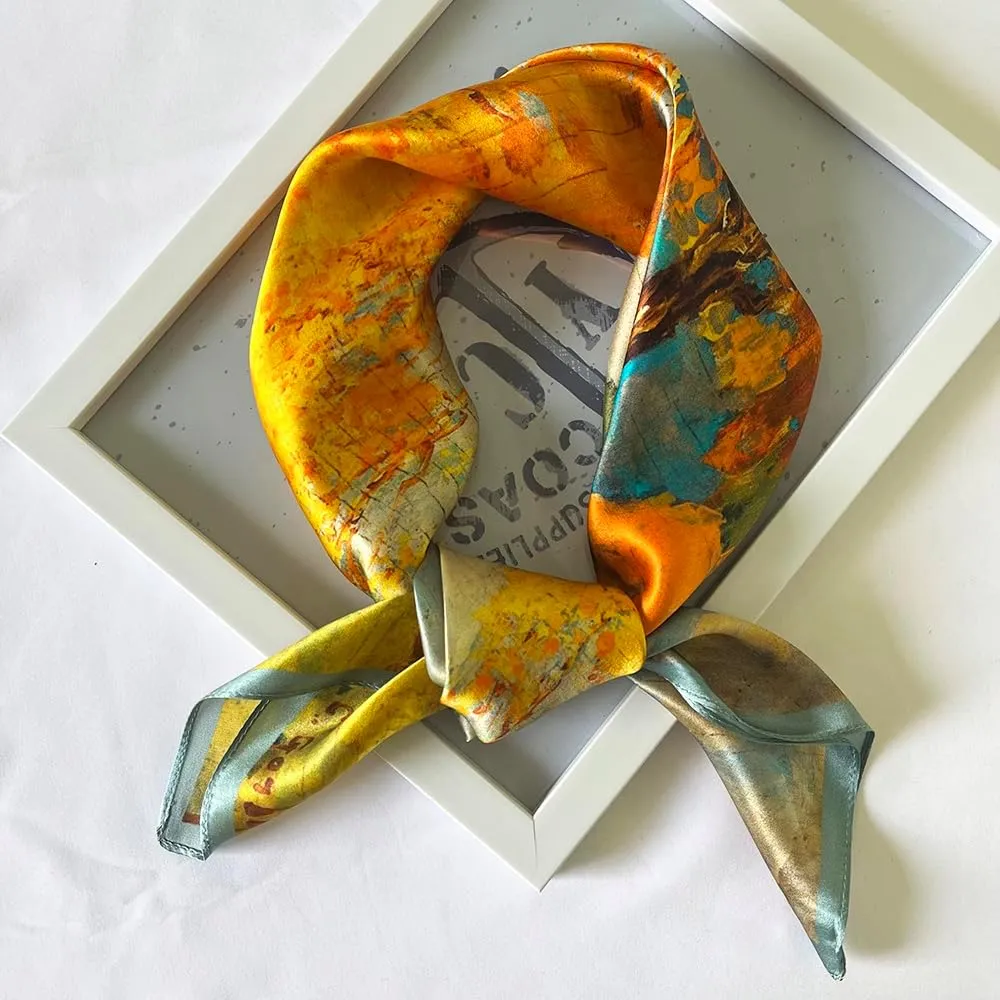 FONYVE 100% Mulberry Silk Scarf for Hair - 27" Square Head Scarf for Women - Lightweight Neck Scarf with Gift Packed