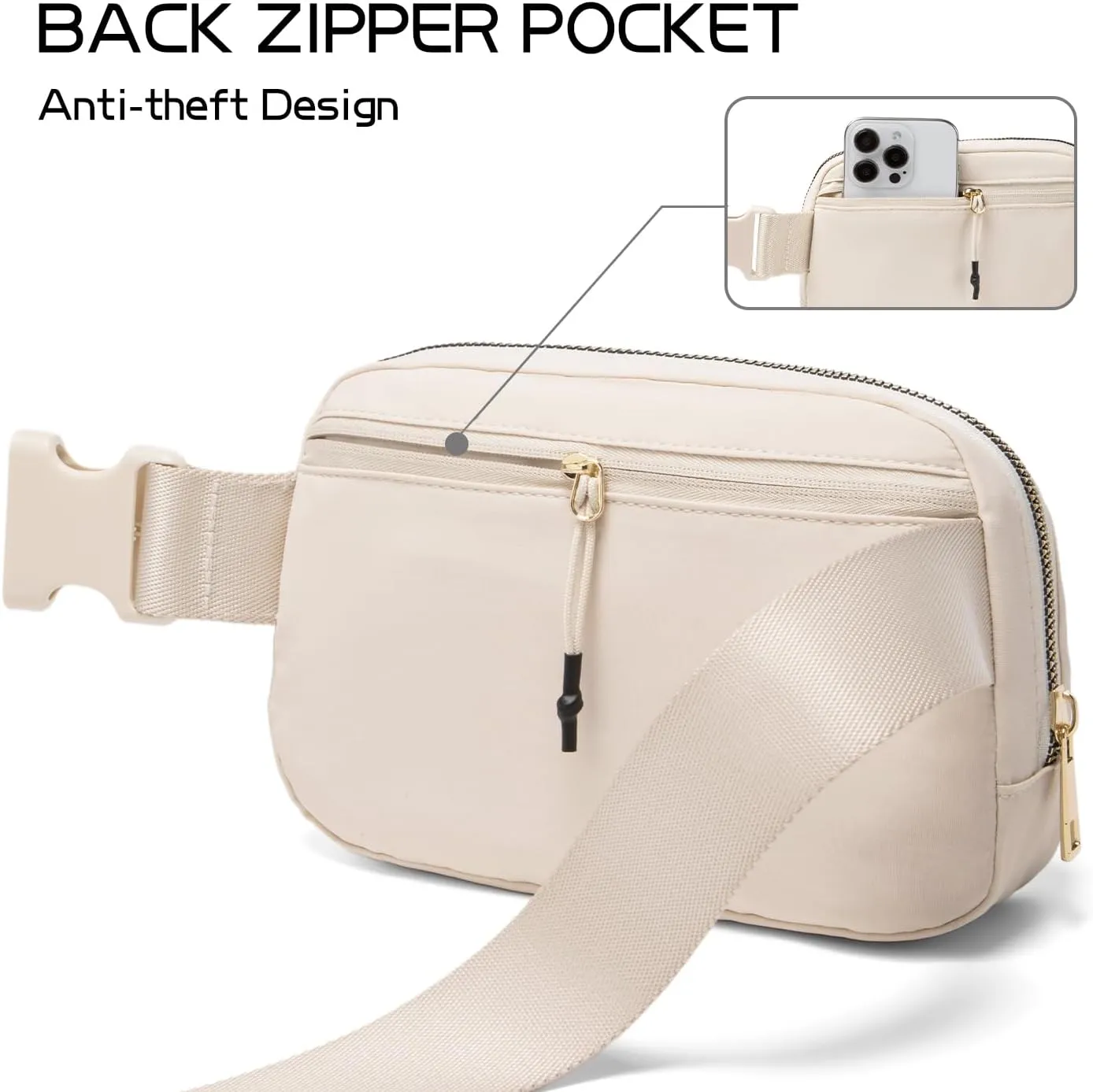 Gitus Belt Bag Fanny Pack Crossbody Bags with Initial Letter Patch Cute Stuff Birthday Gifts for Teenager Girls Trendy Preppy Stuff for Teen Girls Cool Stuff for Teens (Beige-H)