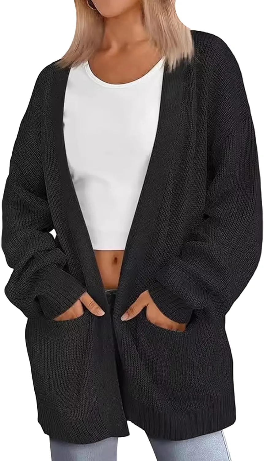 GORIFE Women's Soft Open Front Oversized Casual Loose Fit Cardigan Sweater Fall Chunky Knit Sweater Cardigan