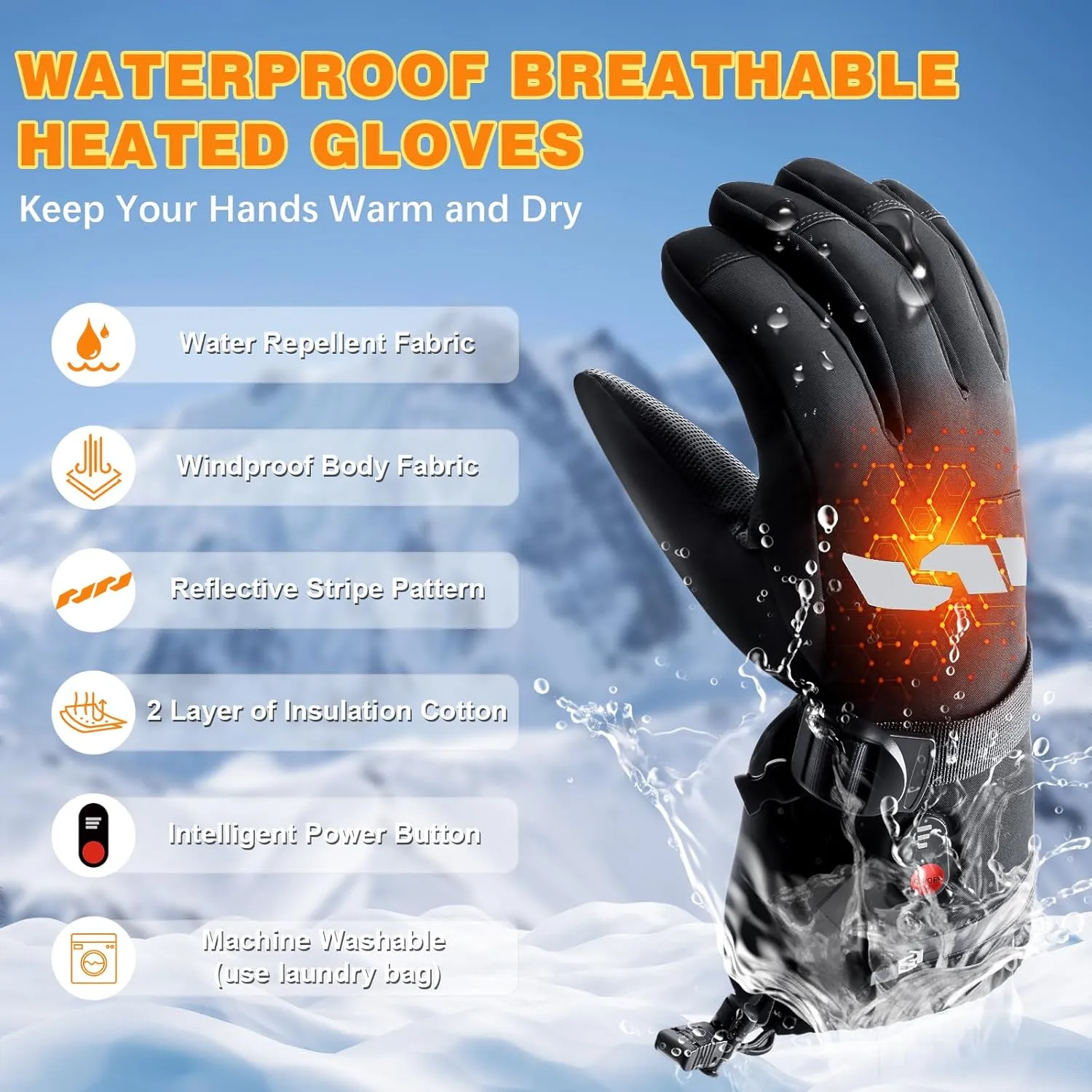 Heated Motorcycle Gloves for Men & Women, Rechargeable 5000mAh Battery, Waterproof for Winter Outdoor Activities