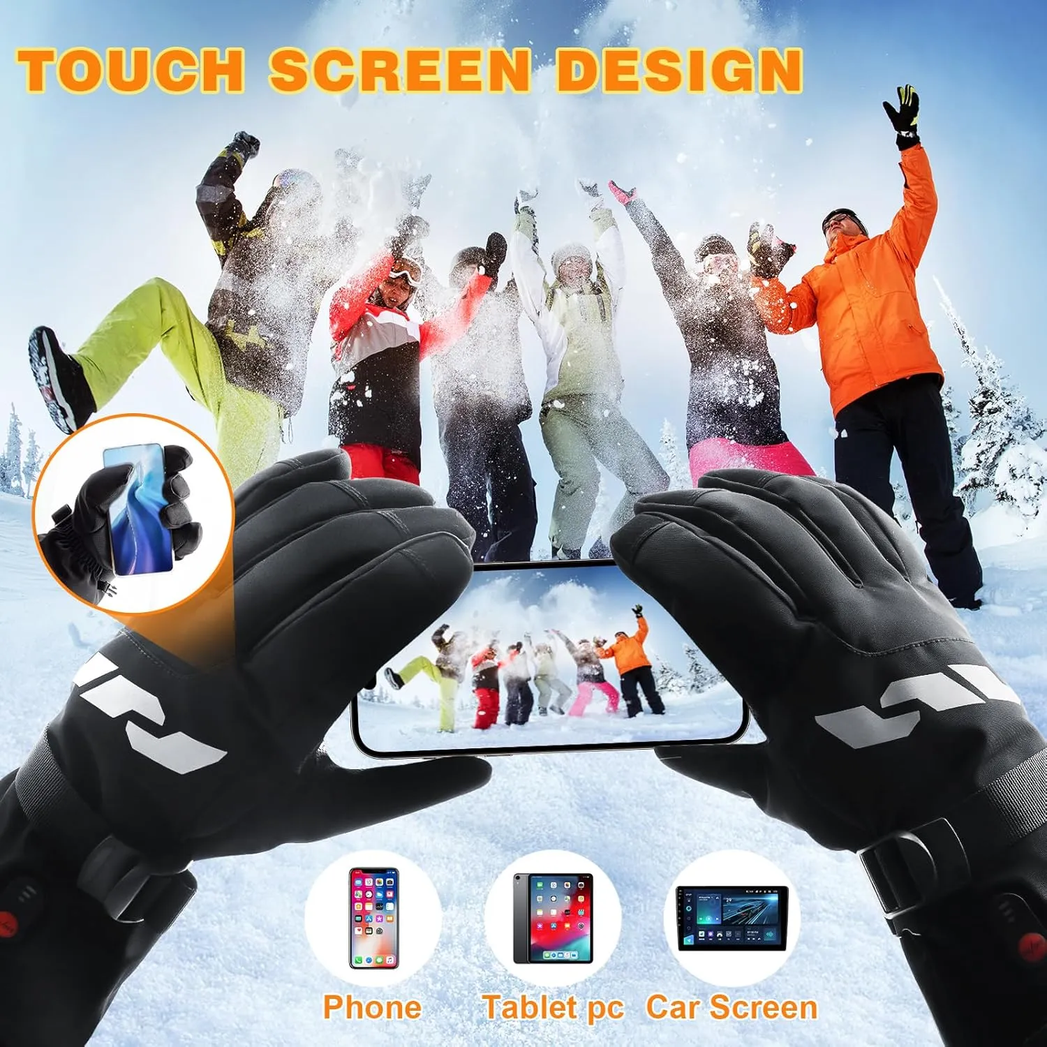 Heated Motorcycle Gloves for Men & Women, Rechargeable 5000mAh Battery, Waterproof for Winter Outdoor Activities