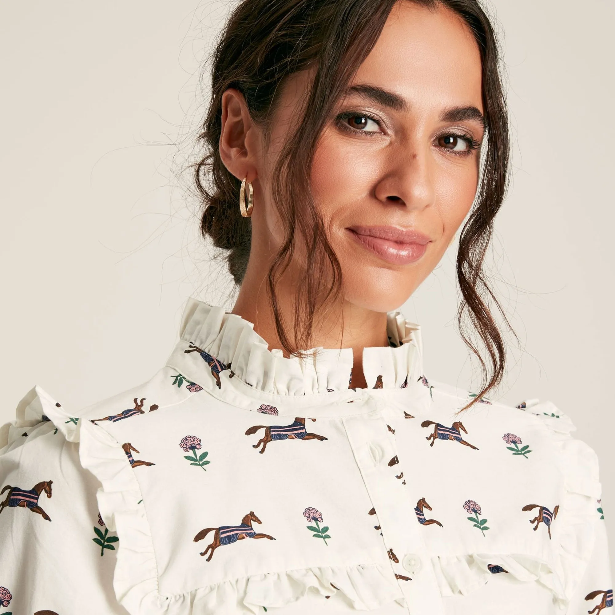 Joules Ladies Henrietta Jumping Horse Print Shirt